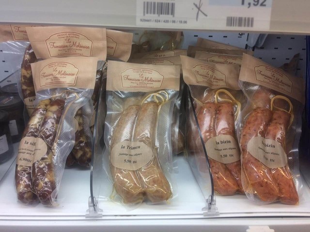 Produits locaux<br />& régionaux Proxi super Molène produits locaux saucisse de molene