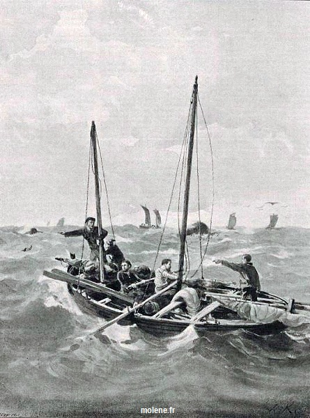 les pêcheurs de Molène à la recherche des corps Drummond Castle